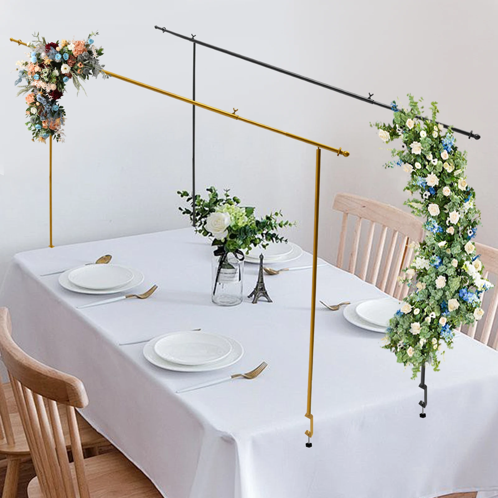 Adjustable Over the Table Garland Stand Set Arch Hanging for Wedding Birthday Party Christmas Decoration Need Installation