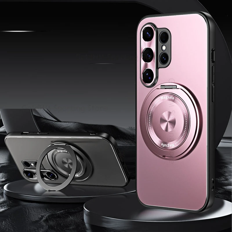 

For Magsafe Magnetic Kickstand Case For Samsung S26 Ultra 360°Ring Stand Magsafing Matte Cover For Galaxy S25 Ultra S24 S23 Plus