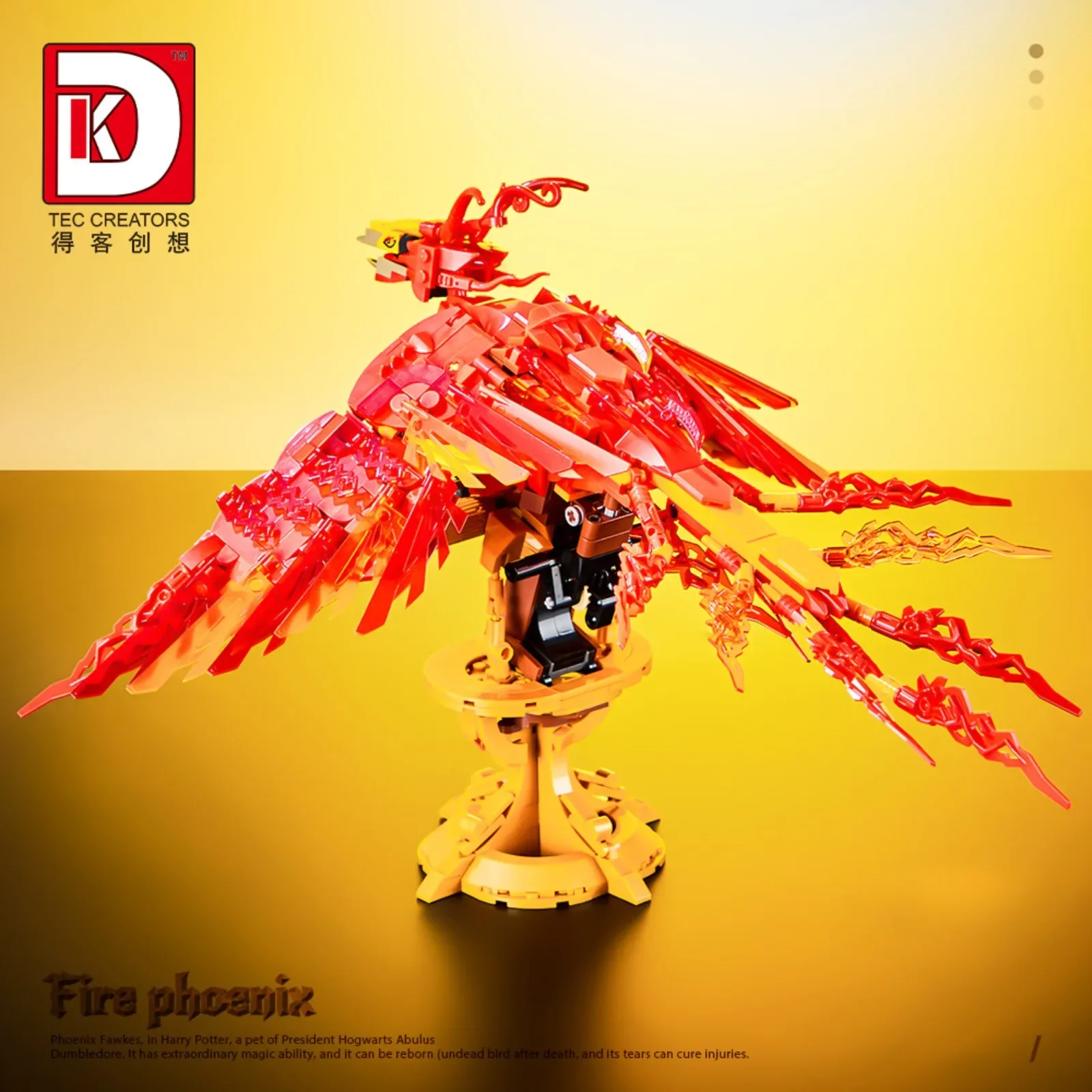 7032 Fire Phoenix Magic Animal 938pcs 2 in 1 Transformable MOC Model Assembly Bricks Creative DIY Creature Series Adults Gift
