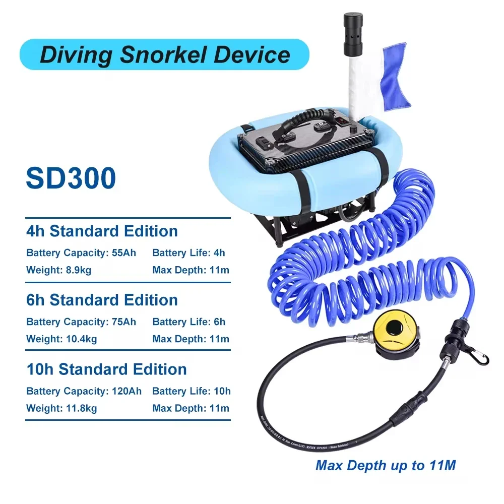 Standard Version Scuba Snorkel Hookah Swimming 11 Meters Diving ventilators Waterproof Portable Rechargeable Underwater SD-300