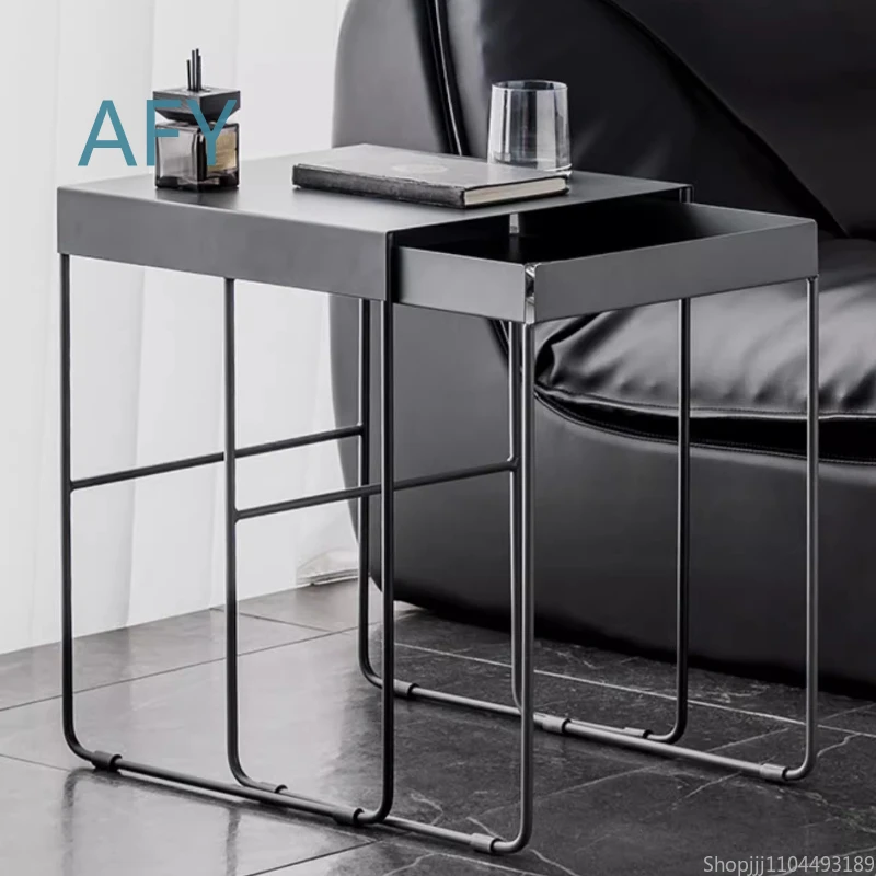 Nordic Industrial Style Iron Art Coffee Table for Living Room Sofa Side Table for Bedroom Bedside Table Multi Functional