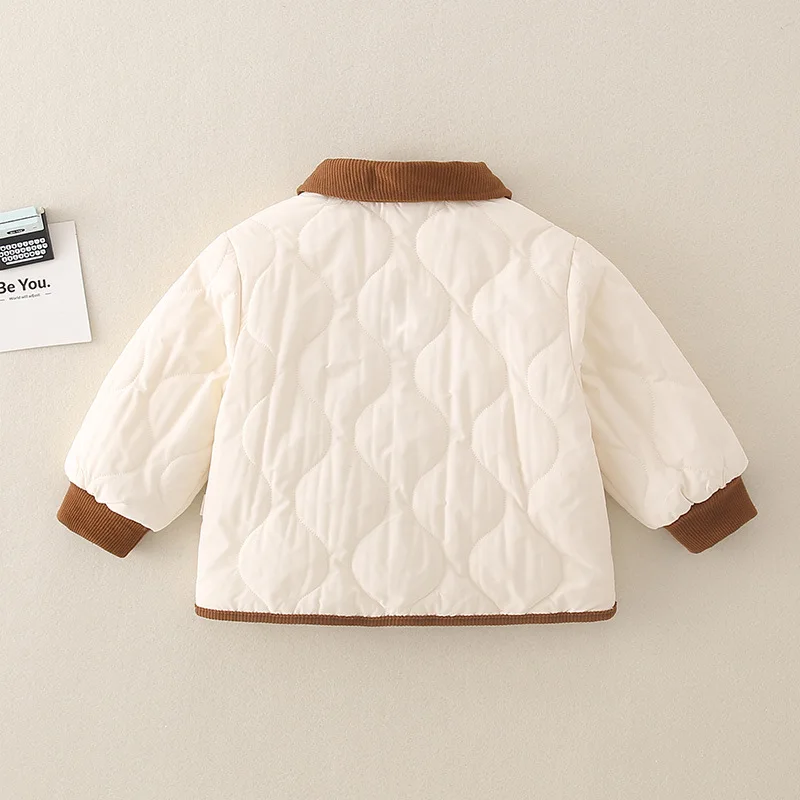 2024 Autumn Winter Baby Boys Parkas Cotton Quilted Thickened Warm Newborn Boys Jacket Pocket Infant Boys Outwear Coat