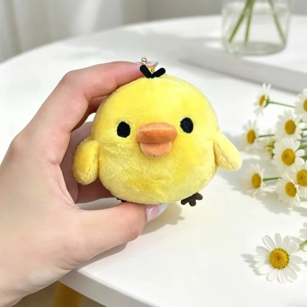 Portable Soft Animal Chicken Plushie 7CM Yellow Cartoon Plushie Keychain Backpack Pendant
