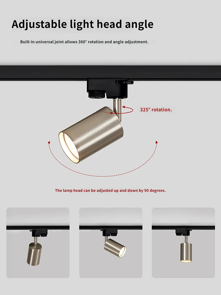 Whole Set Led Track Light GU10 Replaceable Bulb Rail Lighting Fixture Bauhaus Style Nickle Color Ceiling Lamp Home Store Decor