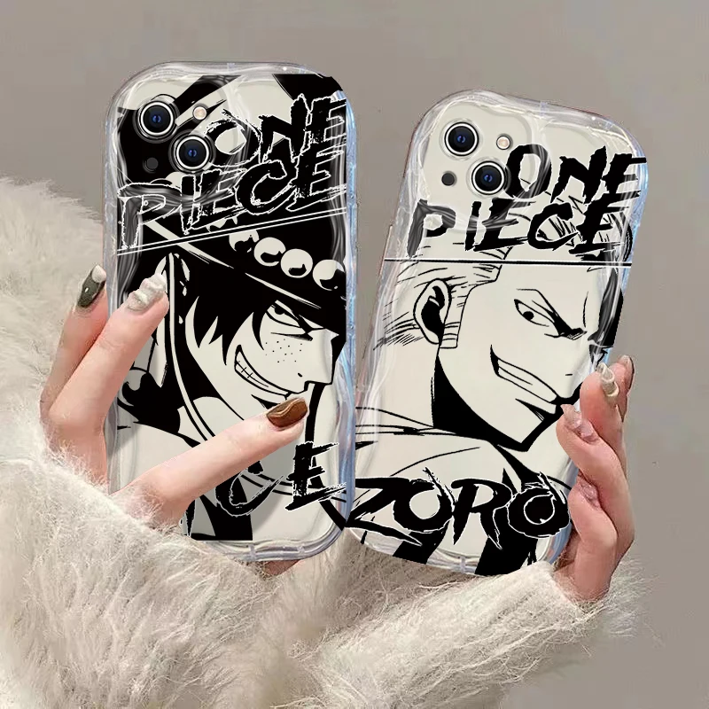 Anime One Pieces Luffy Zoro 3D Wave Case For Samsung A73 A72 A71 A55 A54 A53 A35 A34 A33 A25 A24 A23 A15 A14 A13 A05 A04 4G 5G