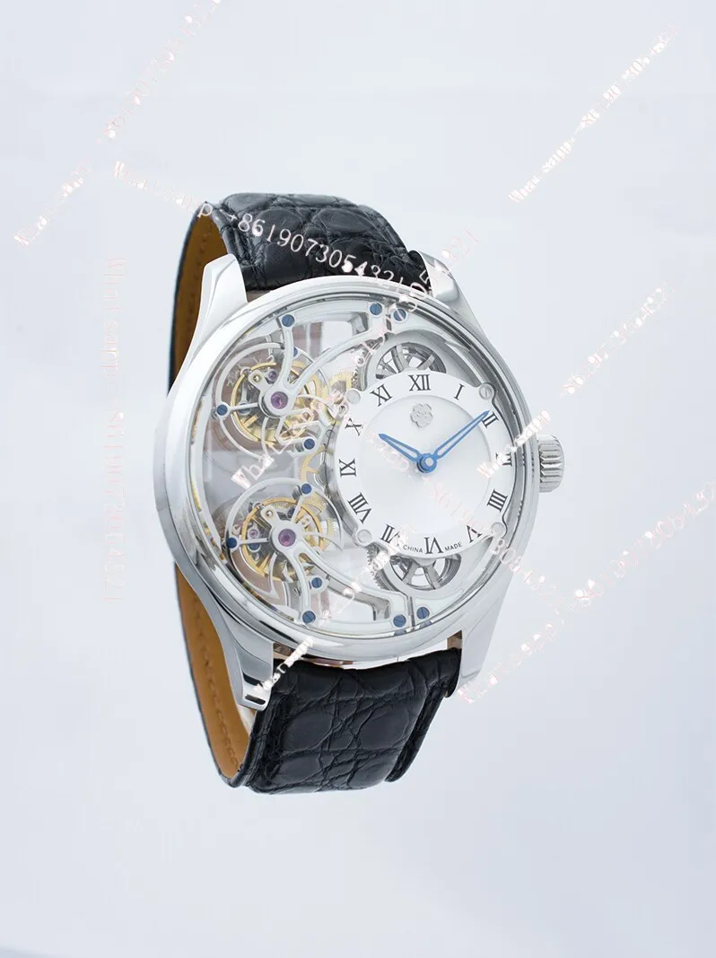 China Sakura YINGHUA forward and reverse double tourbillon flying suspension watch men's luminous mechanical watch steel