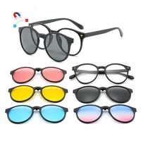 Gafas de sol magnéticas para mujer, lentes con Clip y montura óptica 6 en 1, polarizadas o de visión nocturna, multiusos