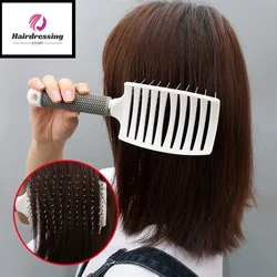 Peigne courbé à la chaleur antistatique, peigne à évent, salon de coiffure de barbier, brosse professionnelle, poignées idéales pour la pêche à la ligne, tous les types de cheveux, nouveau, 1 PC