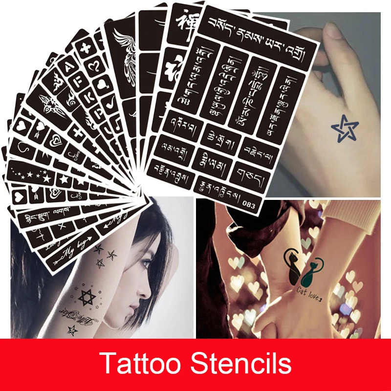 

Semi Permanent Tattoo Stencils For Women Kids Body Art Makeup Airbrush Painting Card Temporary Henna Tattoo Stencil Supplies