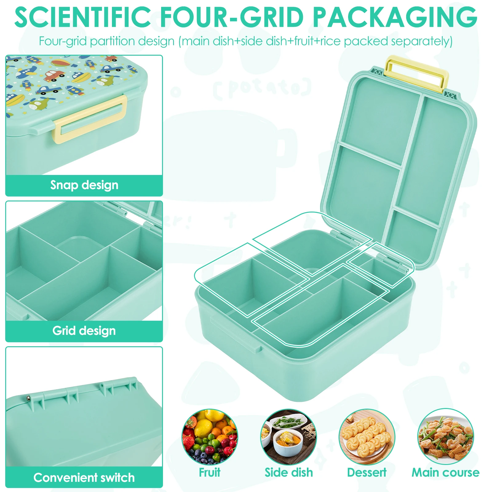 1700 مللي بينتو علب الاغذية مع ملعقة شوكة الاطفال قدرة عالية الميكروويف حاويات الغذاء المحمولة مانعة للتسرب نزهة وجبة صندوق جرة الحساء #6