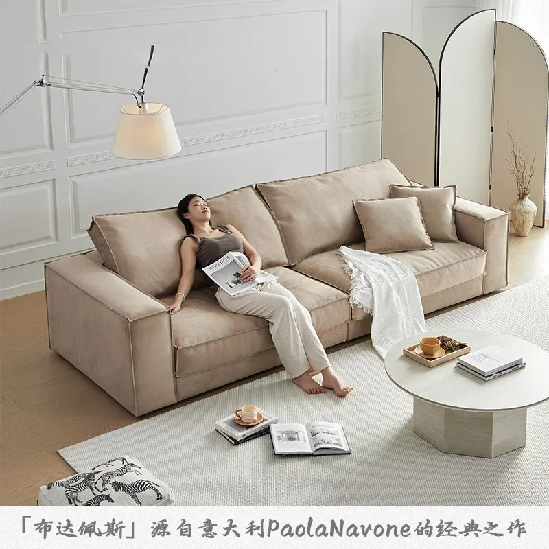 Baxter Budapest Straight Sofa Large Italian Matte Fabric Modern Minimalist Down Filled Living Room Furniture