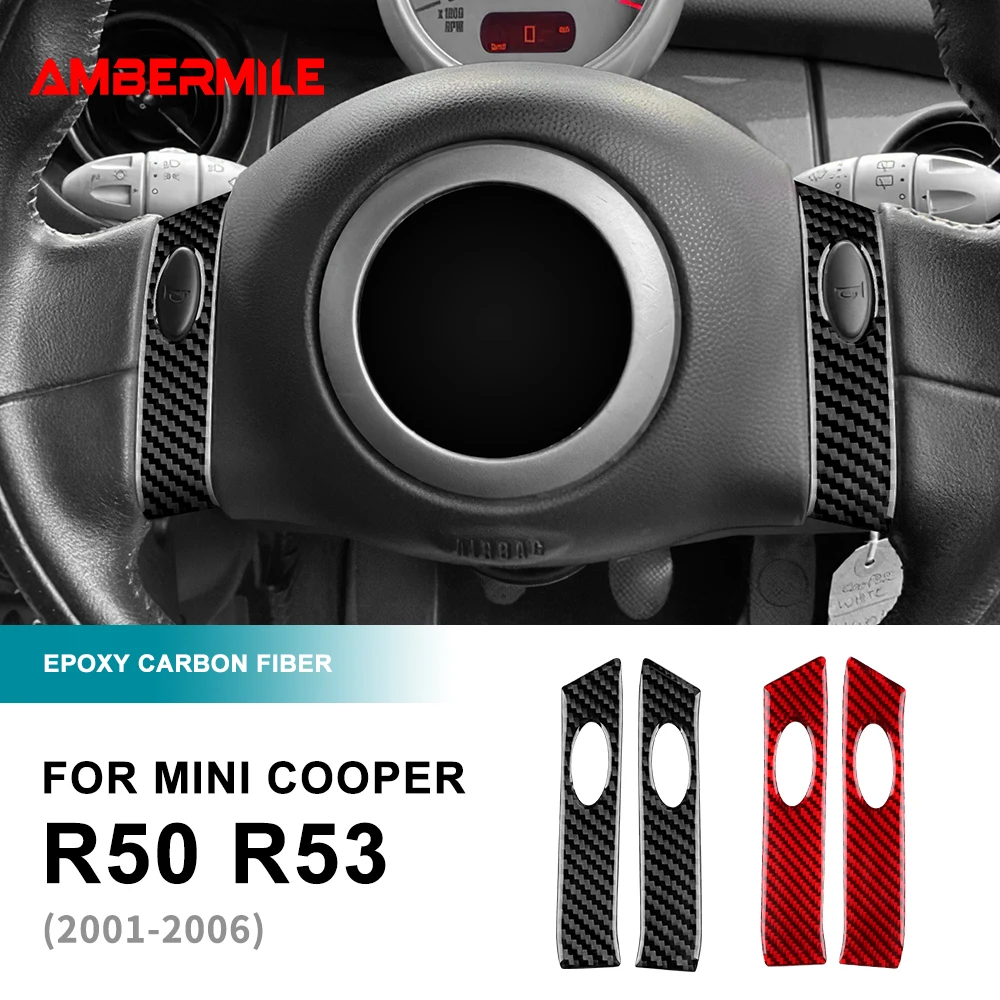 

For Mini Cooper Hatch One R50 R53 2001-2006 Steering Wheel Button Sticker Strip Soft Carbon Fiber Car Interior Panel Cover Decal