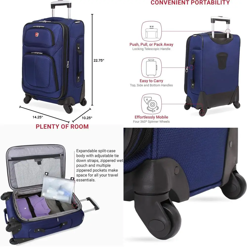 

SwissGear Sion 21 Расширяемый на 360° ° Чемодан на колесиках, идеально подходит для поездок на 1-3 человека, синий