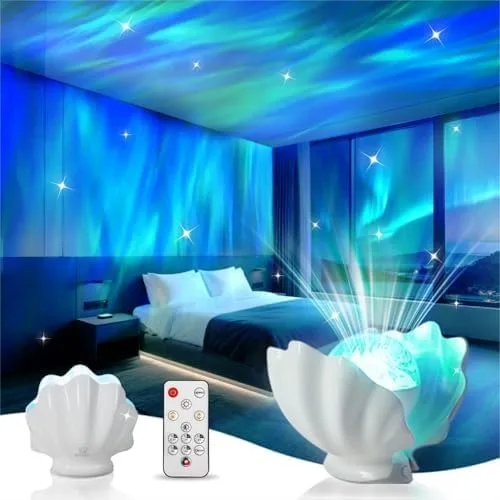 

Northern Lights Projector, Shell Night Light for Bedroom Nebula Lamp, Kids Room Decor with Remote & Timer
