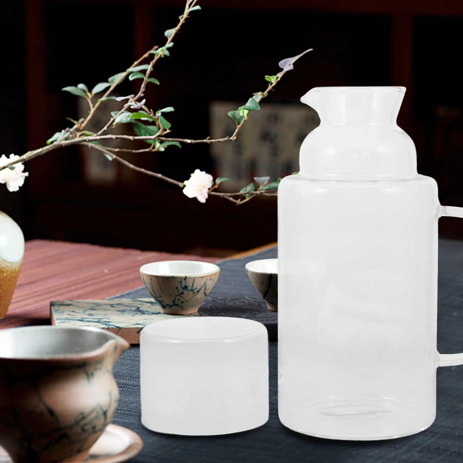 1 conjunto de jarro de vidro resistente ao calor, grande capacidade, design elegante, jarro de água fria, chá, suco, bebidas, recipiente de água transparente