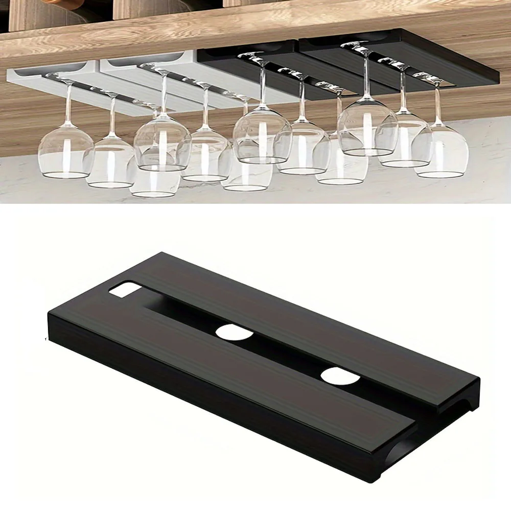 

2pcs Wine glass rack plastic - Stemware wine glass rack glass storage rack under the cabinet, used to store tall glasses