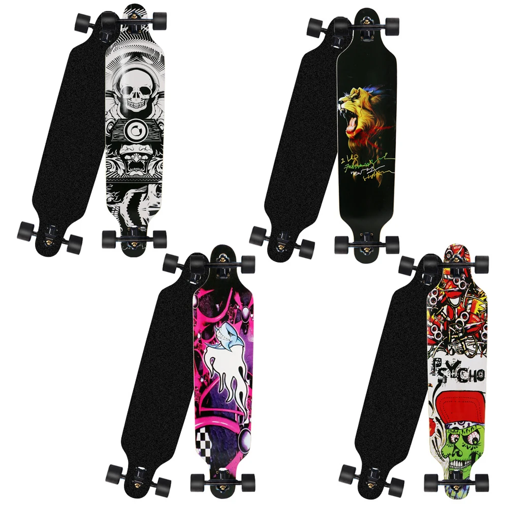 104CM Skateboard Beginner Kids Adults Cartoon Skateboard Maple Wood Deck Skate Board Outdoor Long Board Double Rocker Skateboard