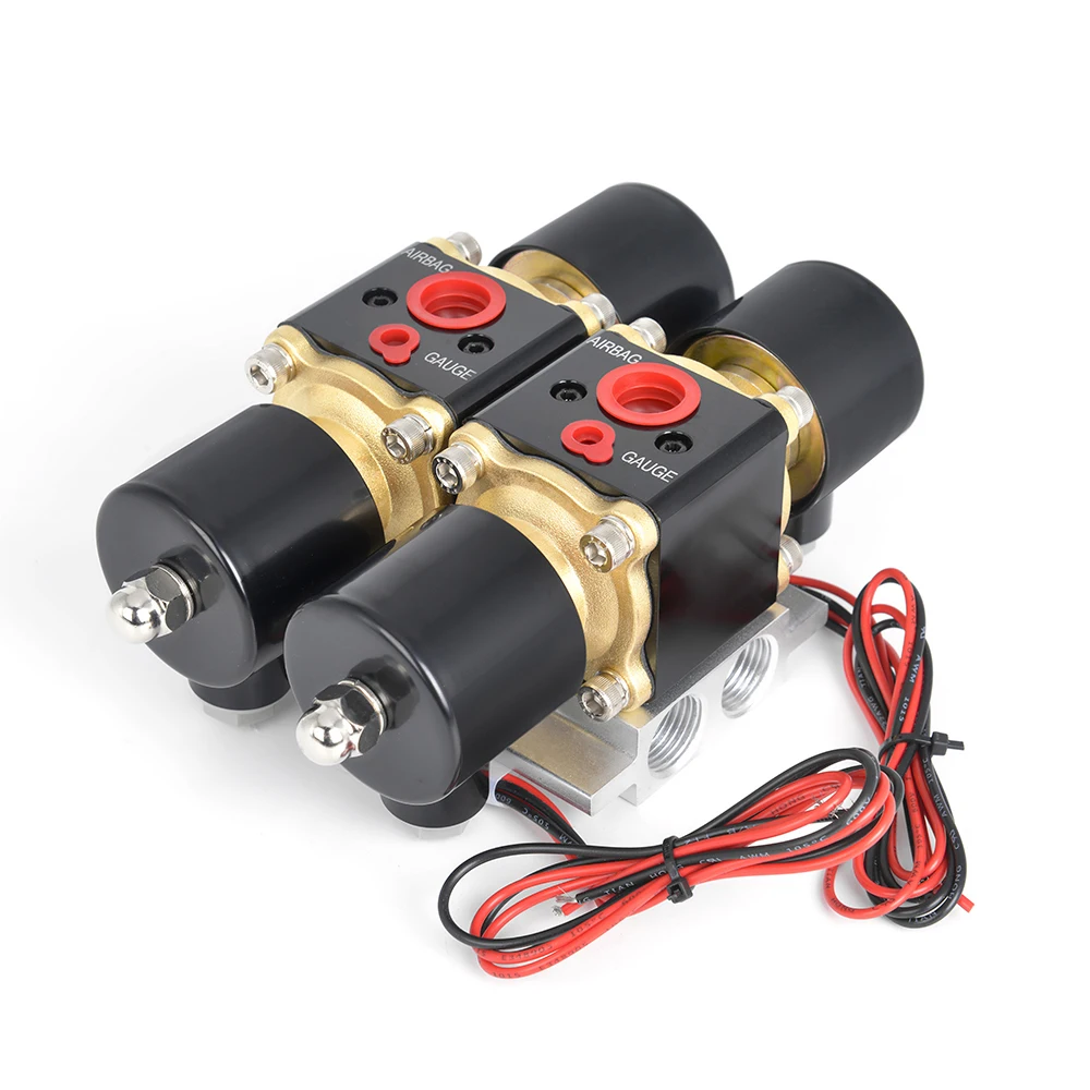 Universal DC12V 200PSI air cycling dual station manifold solenoid valve automotive air suspension