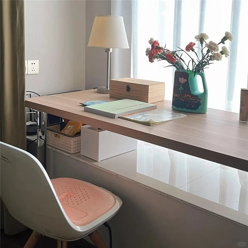 Solid wood floating acrylic bay window desk, high-leg bedroom computer desk, modern minimalist balcony