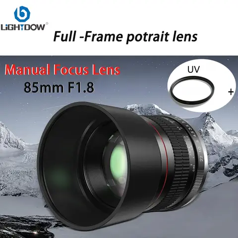 Lightdow 85mm f1.8 Manual Focus Portrait Lens for Canon EOS 80D 250D 2000D 4000D 200D 9000D 800D Nikon D3500 D850 Camera Lenses