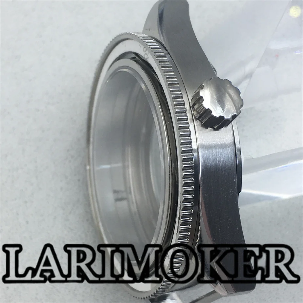 LARIMOKER 41.5mm silver rotating wacht case Flat sapphire glass with Ceramic bezel suitable for NH35 NH36 movement