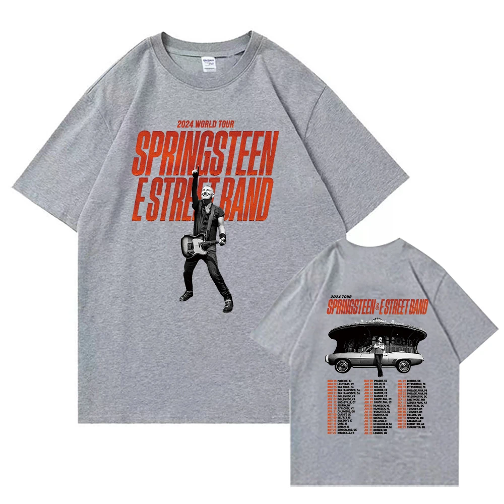 Bruce Springsteen i E Street 2024 Tour T-shirty Kobiety Mężczyzna Letnie koszulki z krótkim rękawem Prezent dla fanów Harajuku