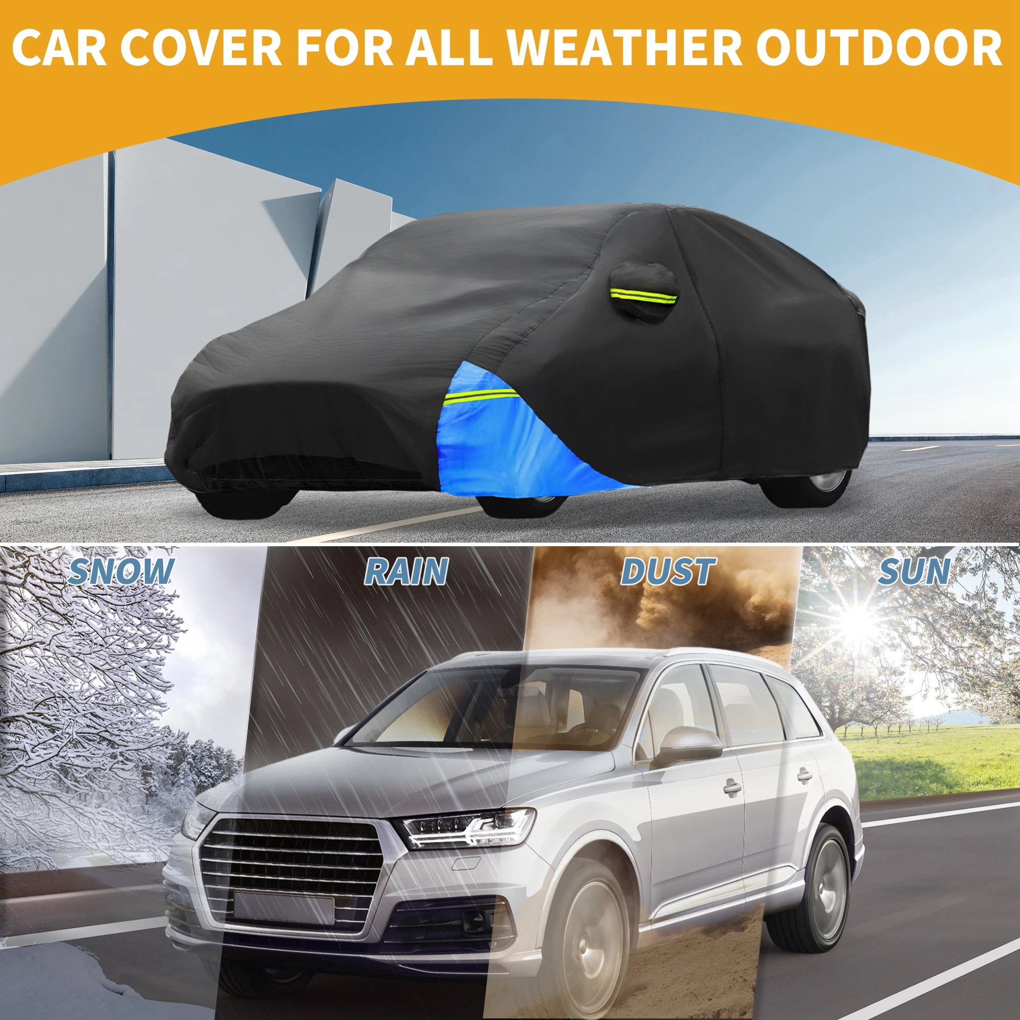 

Motoforti водонепроницаемый автомобильный чехол для автомобиля, полный автомобильный чехол для Tesla Model Y 210Дчёно-синий с дверной молнией, всепогодный