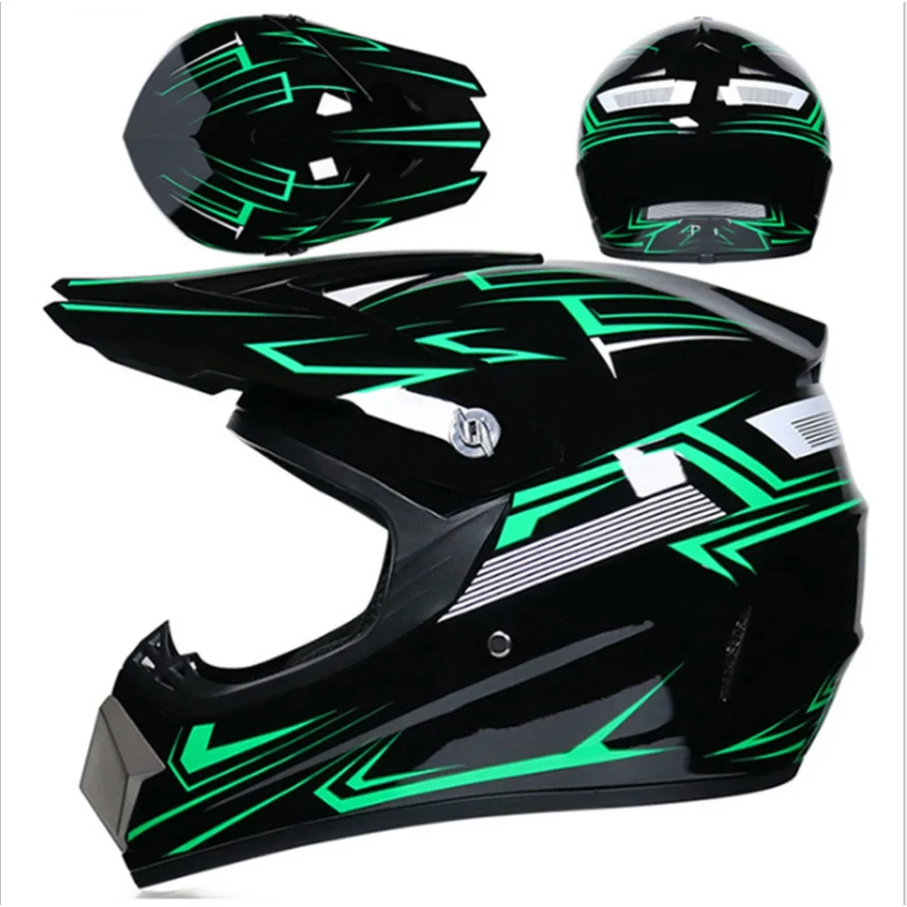 4 Pcs DOT Approved Motocross Helmet Light Weight ABS MTB Helmet with Goggles,Gloves and Face Cover Adjustable Off Road Helmet