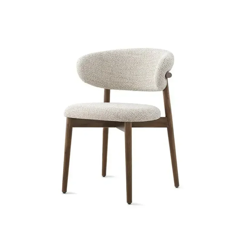 Light Luxury Designer Nordic Solid Wood Dining Chair - Modern Minimalist Fabric Chair with Backrest for Home and Restaurant Use