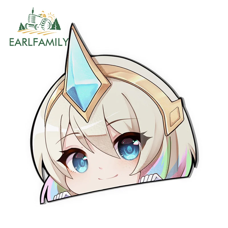 EARLFAMILY 13cm × 12.4cm League of Legends Elementalist Lux Cute Peeker Car Stickers Simple Adorable Tuya Decals Vinyl Car Goods