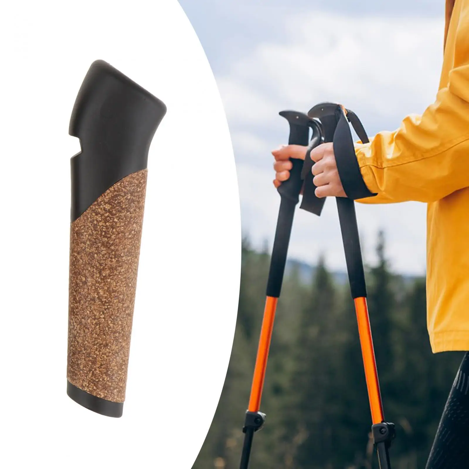 Trekking Poles Handle Wood Hiking Pole Grip for Skiing Travel Outdoor Sports