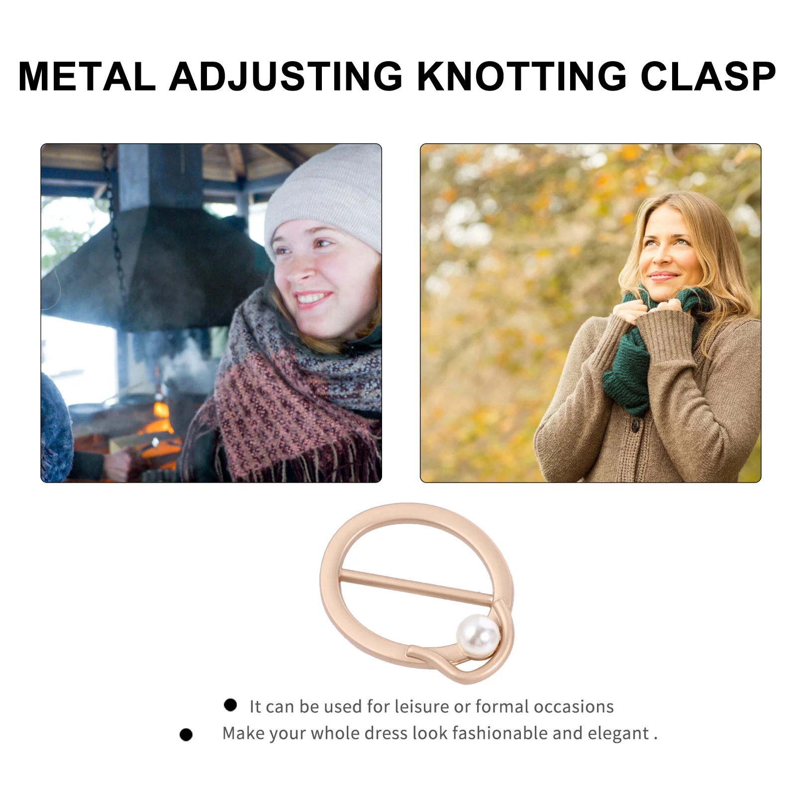 

4Pcs Decorative Silk Scarf Rings Durable Metal Golden Buckles Rust Resistant Versatile Fashionable Ornament for Casual Formal