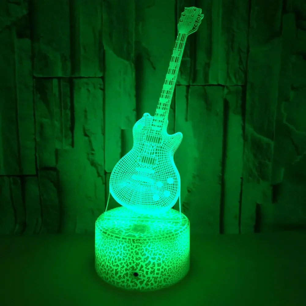 Nacht 3D-Lampe Gitarren-Nachtlicht für Schlafzimmerdekoration, 7 Farben wechselndes LED-Nachtlicht, Geschenke für Kinder, Baby-Schlaflampe