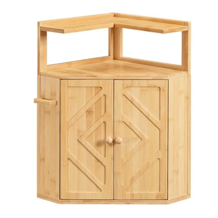 

Bamboo Bread Box, Corner Bread Box for Kitchen Countertop, Large Capacity 2-Tier Bread Container, Bread Storage Container with