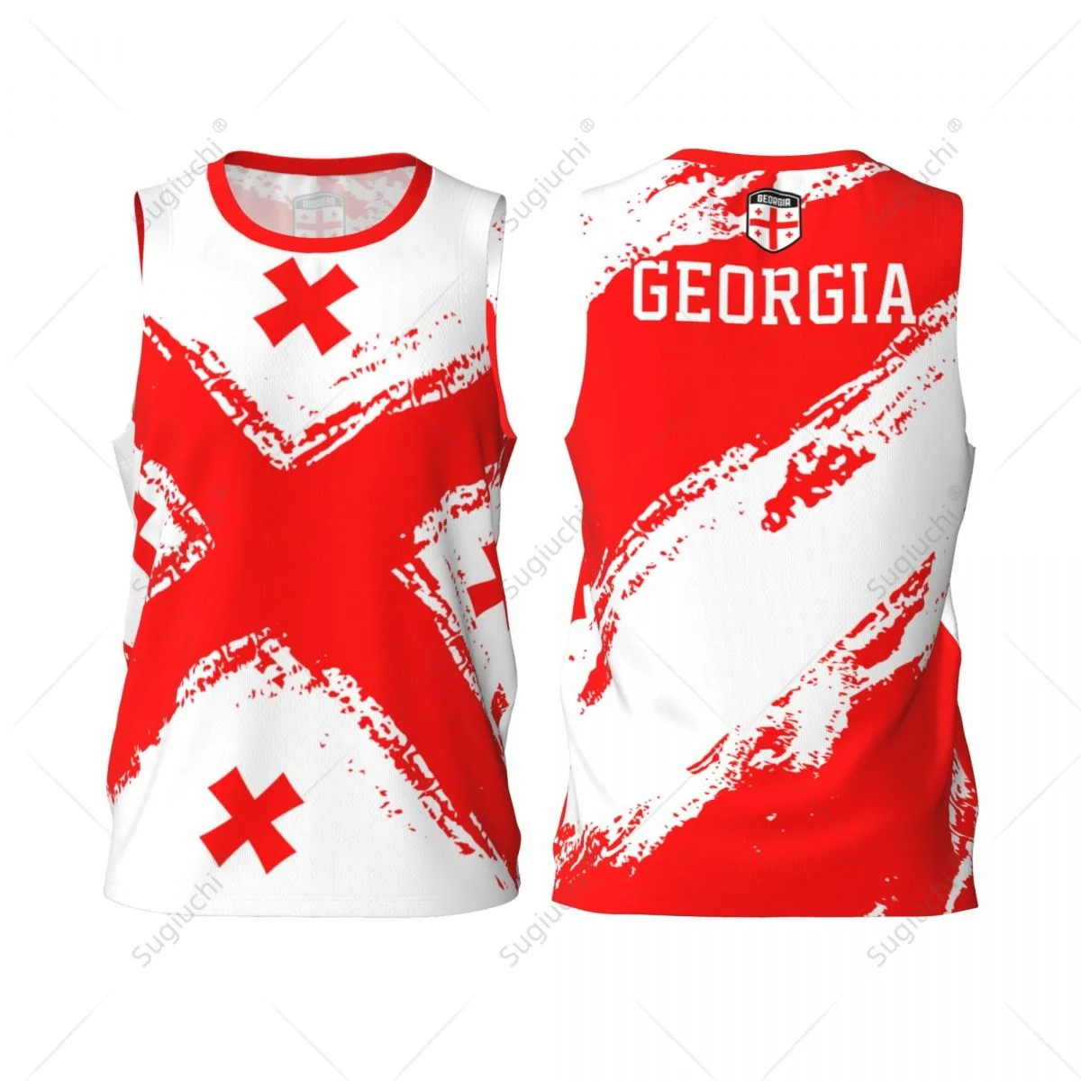 Men Basketball Sports Georgia Flag Running Fitness Multifunction Jersey Sleeveless shirt Custom Name Nunber Exclusive