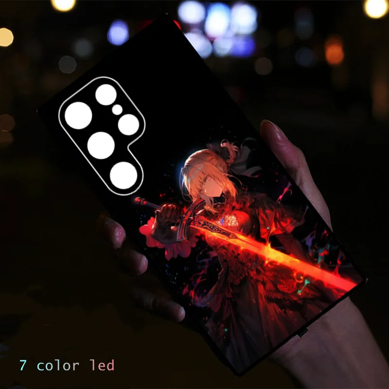 Neonowe Etui z Kocimi Uszami, Kolorowe, Świecące LED, na Samsung S25 FE Edge S24 S23 S22 Ultra Plus S21 Zfold 7 6 5, Fajne Fundas — zdjęcie produktu 5