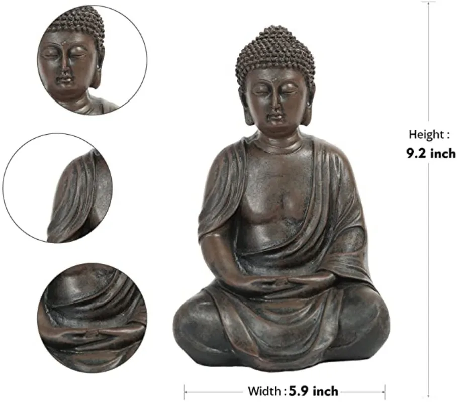 Meditating Seated Buddha Statue - Polyresin Statuary Meditation Figurine Altar Spiritual Decoration Home & Outdoor for Garden