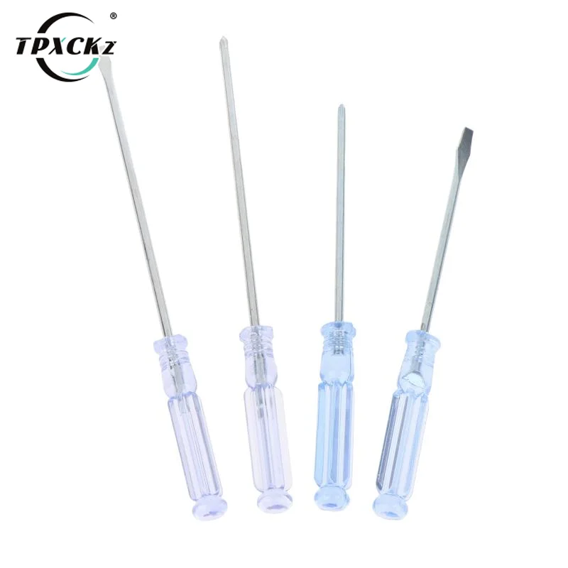 SL 4Pcs Transparent Blue Handle Screwdriver Set Slotted Cross Manual Screw Driver Household Maintenance Repair Hand Tool Kit
