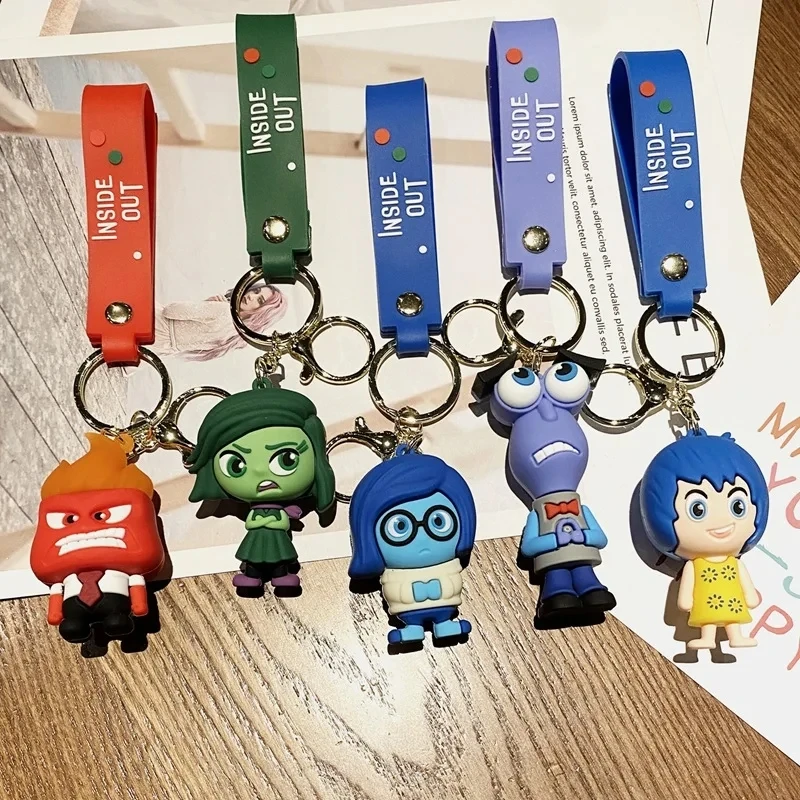 2024 New Cartoon 3D Keychain Inside Out Sadness Disgust Anger Joy Fear Pendant Personalized Creative Soft Rubber Doll Decoration