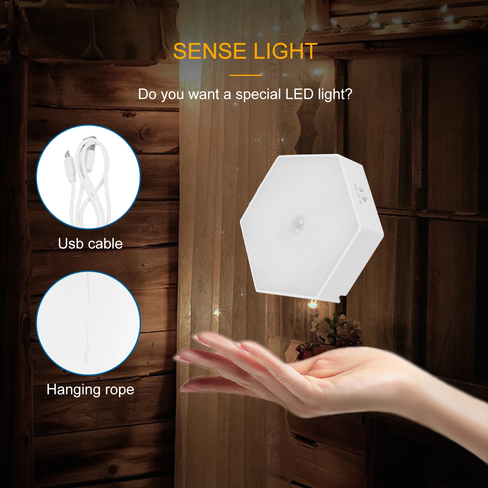 

Hexagon LED Night Light 1PC Small Intelligent Control Decor Adornment Desktop 600mAh Safe Polymer