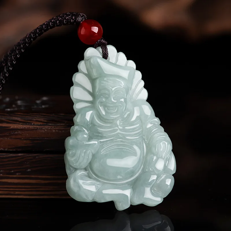 Natural Myanmar Jade Living Buddha Jigong Charms Ice Jadeite Pendant Necklace Men's Women's Gifts Drop Shipping