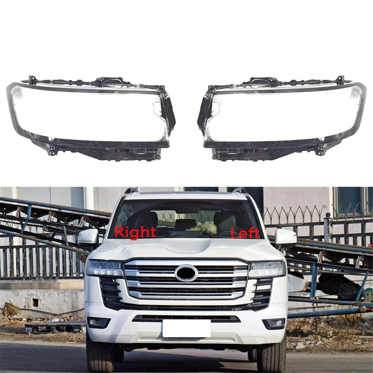 Right Car Headlight Lens Cover Light Lamp Lampshade Front Light Shell for Land Cruiser 2022 2023