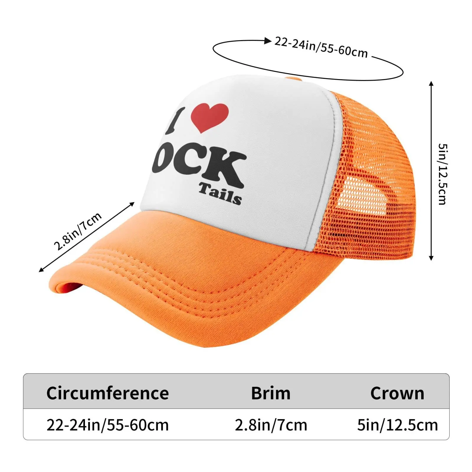 I Heart Love Cocktail Trucker Hat Funny Gag Gifts for Women Men Orange Trucker Hat for Men Women Snapback Mesh Caps