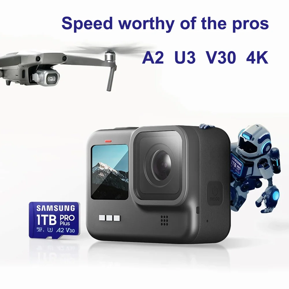 SAMSUNG Memory Card PRO Plus Micro SD Card 256GB Class 10 U3 MicroSD Card A2 V30 Trans Flash 128GB 512GB 1TB U3 4K Micro SDXC