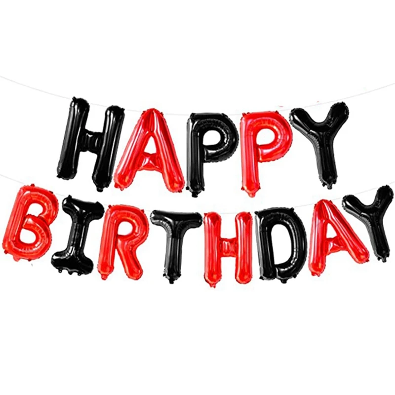 Palloncini Banner di buon compleanno neri e rossi palloncini Banner di buon compleanno da 16 pollici palloncini di buon compleanno per la festa