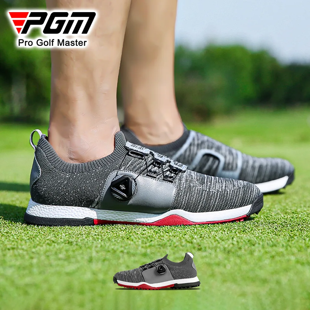 

PGM Men Golf Shoes Male Breathable Mesh Golf Footwear Weaving Flying Sports Shoes Ultra-light Sneakers Anti-slip Spikes Trainer