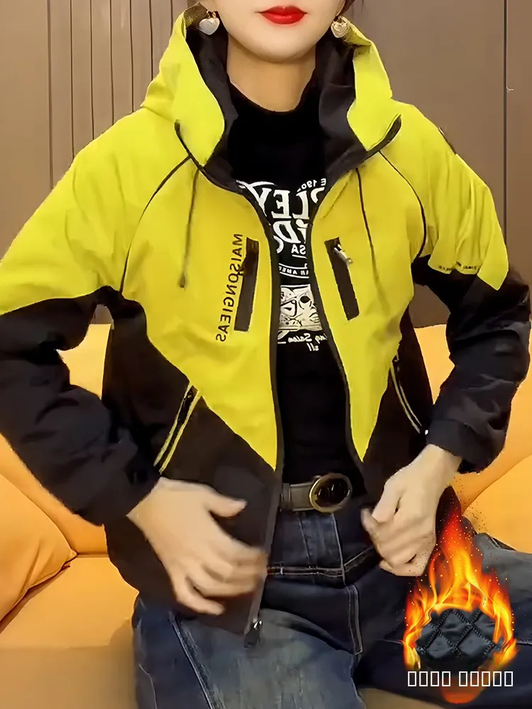 2026 hiver nouveau Faion décontracté ort Jaet femmes ample coton Thiened tout-Match coupe-vent haut fermeture à glissière couleur