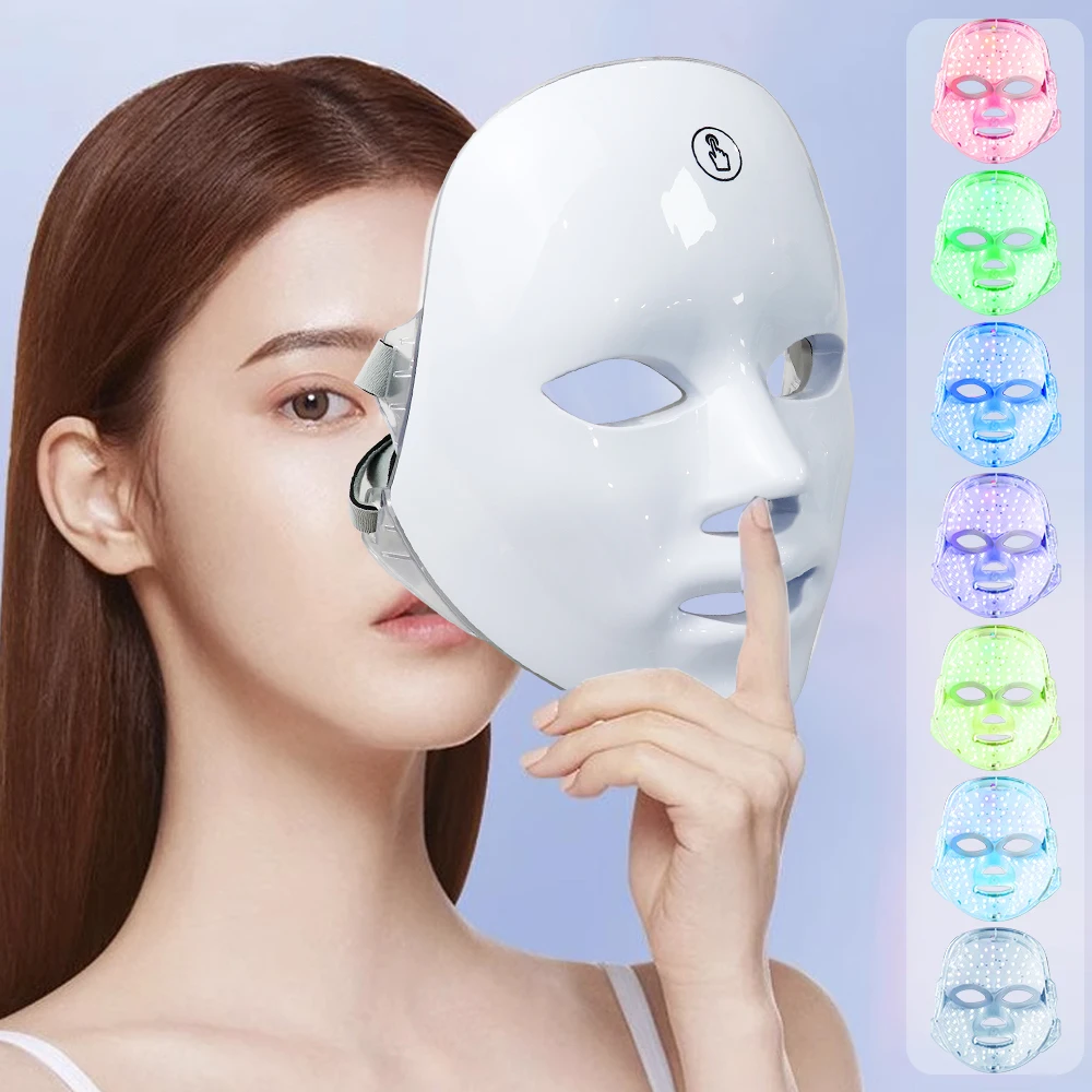 7 Colors LED Facial Mask Anti Acne Therapy Skin Rejuvenation Wrinkle Removal Face Beauty Mask Photon Therapy Face Skin Care Mask