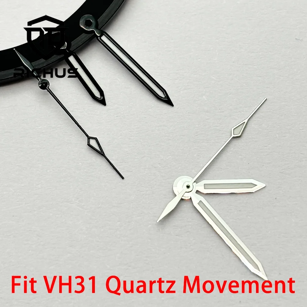 RICHUS VH31 Uhrzeiger Silber Schwarz 8mmx12mmx12,5mm Grün Leuchtend Uhrwerk-Kompatible Uhrenzubehörteile