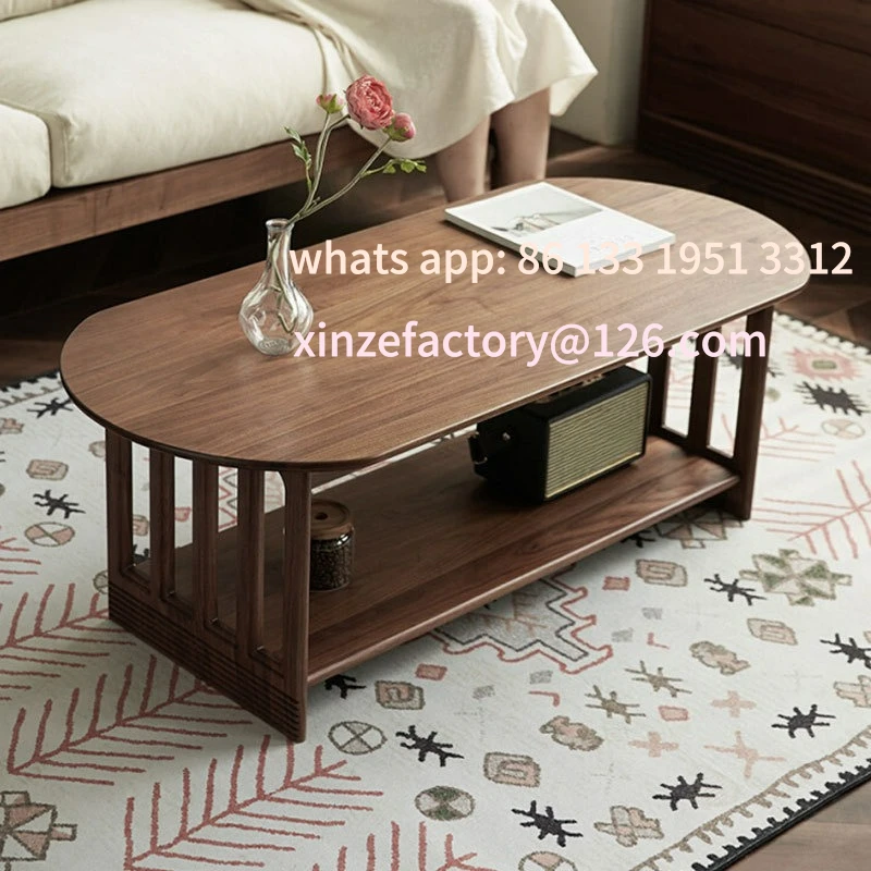 

Customizable solid wood black walnut coffee table living room home simple light luxury retro tea table